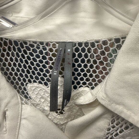 Anthropologie Crochet Scallop Hem Shirt Jacket in Ivory NWOT - Picture 8 of 8